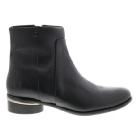 Frye Shoes - Frye Charlie Seam Short Black Leather Ankle Boots 10M Side Zippers Womens
